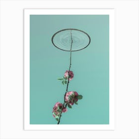 A Rose Branch With Thorns Reaches For The Water Mirror Poster