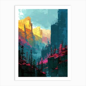 Landscape Painting | Pixel Minimalism Art Series Art Print