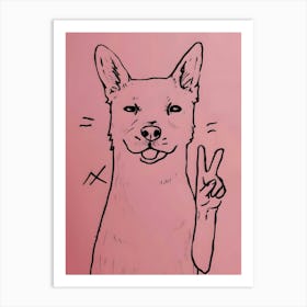 Peace Sign Dog Art Print