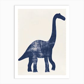 Navy Blue Dinosaur Silhouette Art Print