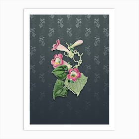 Vintage Blushing Lophospermum Botanical on Slate Gray Pattern n.0720 Art Print