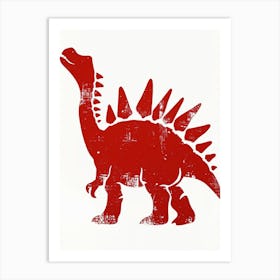 Red Stegosaurus Dinosaur Silhouette 2 Art Print