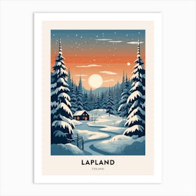 Winter Night  Travel Poster Lapland Finland 1 Art Print