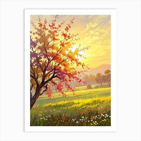 Autumn Tree In The Meadow 1 Art Print