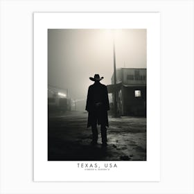 Poster Of Texas, Usa, Black And White Analogue Photograph 2 Art Print