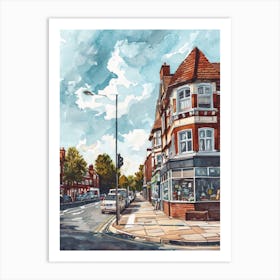 Hounslow London Borough   Street Watercolour 2 Art Print