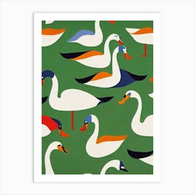 Swan Midcentury Illustration Bird Art Print