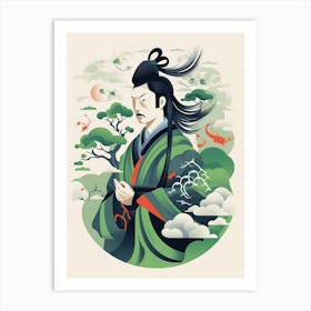 Japanese Fjin Wind God Illustration 10 Art Print