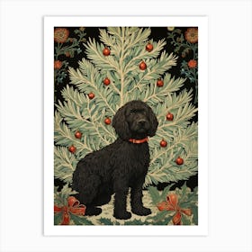 William Morris Style Christmas Dog 4 Art Print