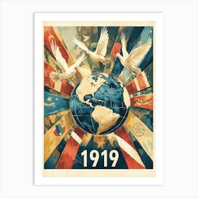 Aihrgdesign A Vintage International Peace Poster Celebrating 3 Art Print