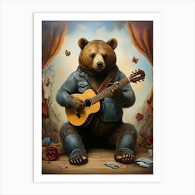 Bear Playing Guitar 3 Art Print