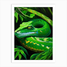 Greater Green Snake Painting Art Print