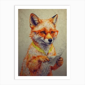 Fox In Glasses 2 Art Print