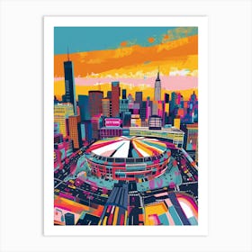 Madison Square Garden New York Colourful Silkscreen Illustration 1 Art Print