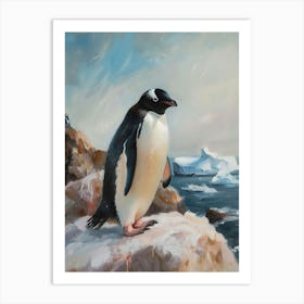 Adlie Penguin Laurie Island Oil Painting 2 Art Print