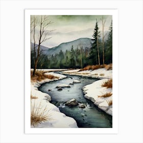 Snowy Stream Art Print