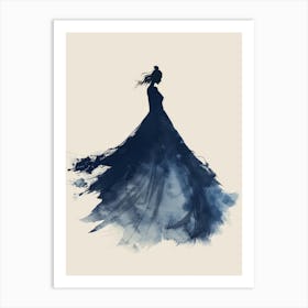 Woman In A Blue Dress 1 Art Print