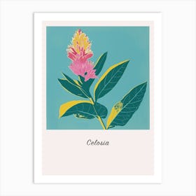 Celosia 1 Square Flower Illustration Poster Art Print