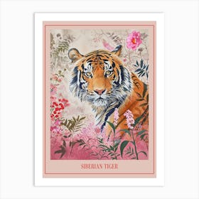 Floral Animal Painting Siberian Tiger 4 Poster Art Print