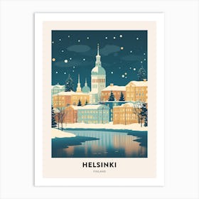 Winter Night  Travel Poster Helsinki Finland 1 Art Print