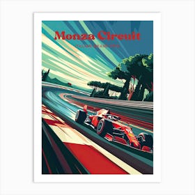 Monza Circuit Italian Grand Prix Mercedes Digital Travel Illustration Art Print