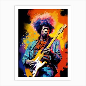 Jimi Hendrix Colourful 4 Art Print