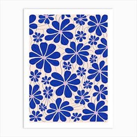 Blue Flowers Pattern 2 Art Print