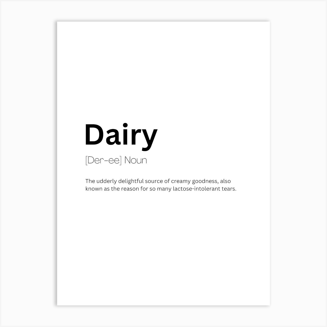 Dairy Definition Meaning Art Print by Kaigozen