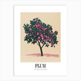 Plum Tree Colourful Illustration 2 Poster Art Print