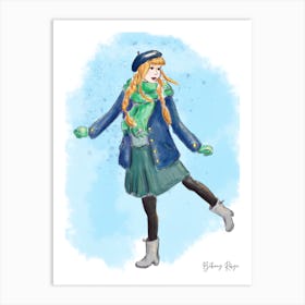 Girl on a winter walk Art Print