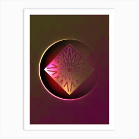 Geometric Neon Glyph on Jewel Tone Triangle Pattern 173 Art Print