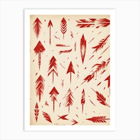 Brushstroke Designed Hand Drawn Arrow Icons Detailed Brushwork Strokes Visible Mix Of Red And Bro (3) Art Print