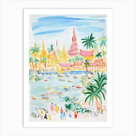 Bangkok, Dreamy Storybook Illustration 1 Art Print