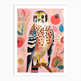 Pink Scandi American Kestrel 2 Art Print