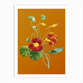 Vintage Monks Cress Botanical on Sunset Orange n.0732 Art Print