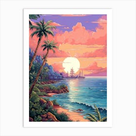 Seascape Pixel Art 2 Art Print