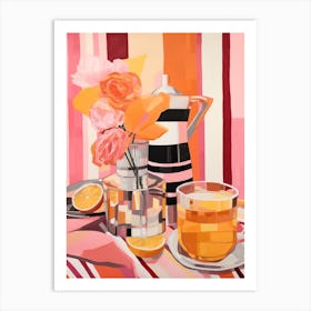 Flowers And Tea Still Life Art Print