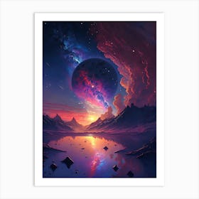 Purple Planet in the Night Sky Art Print