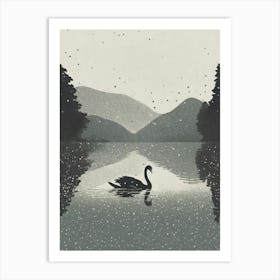 A Serene Swan Floating On A Misty Lake 1 Art Print