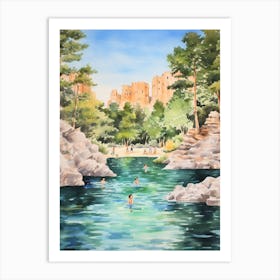 Swimming In Corsica France 4 Watercolour Art Print