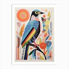 Colourful Scandi Bird Falcon 2 Art Print