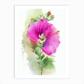 Hollyhock Wildflower Watercolour Art Print