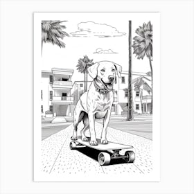 Dalmatian Dog Skateboarding Line Art 4 Art Print