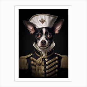 A Black And White Dog In A Striped Uniform Art Print