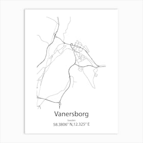 Vanersborg,Sweden Minimalist Map Art Print