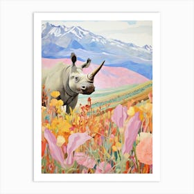 Pastel Rhino 5 Art Print