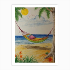 Hammock On The Beach Art Print