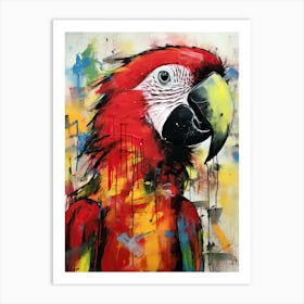 Graffiti Parrot Dreams: Basquiat's style Colorful Flight Art Print