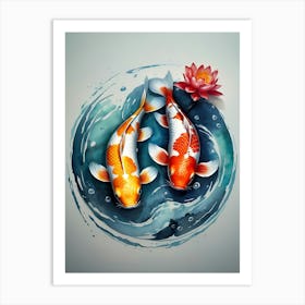 Koi Fish Yin Yang Painting (30) Art Print