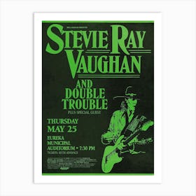 Stevie Ray Vaughan 1989 Eureka California Cardstock Concert Poster Art Print